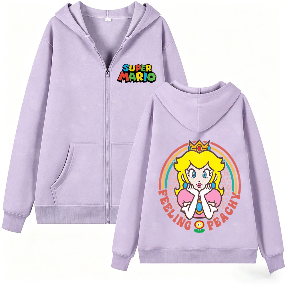 Plant Parent Hoodie - Cute Princess Peach Print Kids Zip-Up