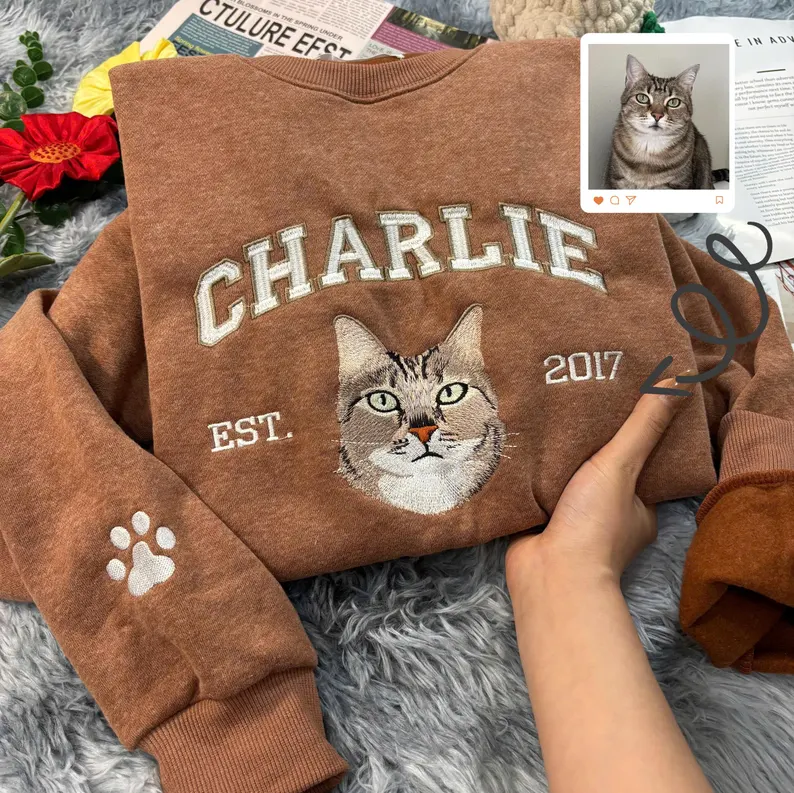 Plant Parent Hoodie - Embroidered Cat Mom Sweatshirt, Custom Cat