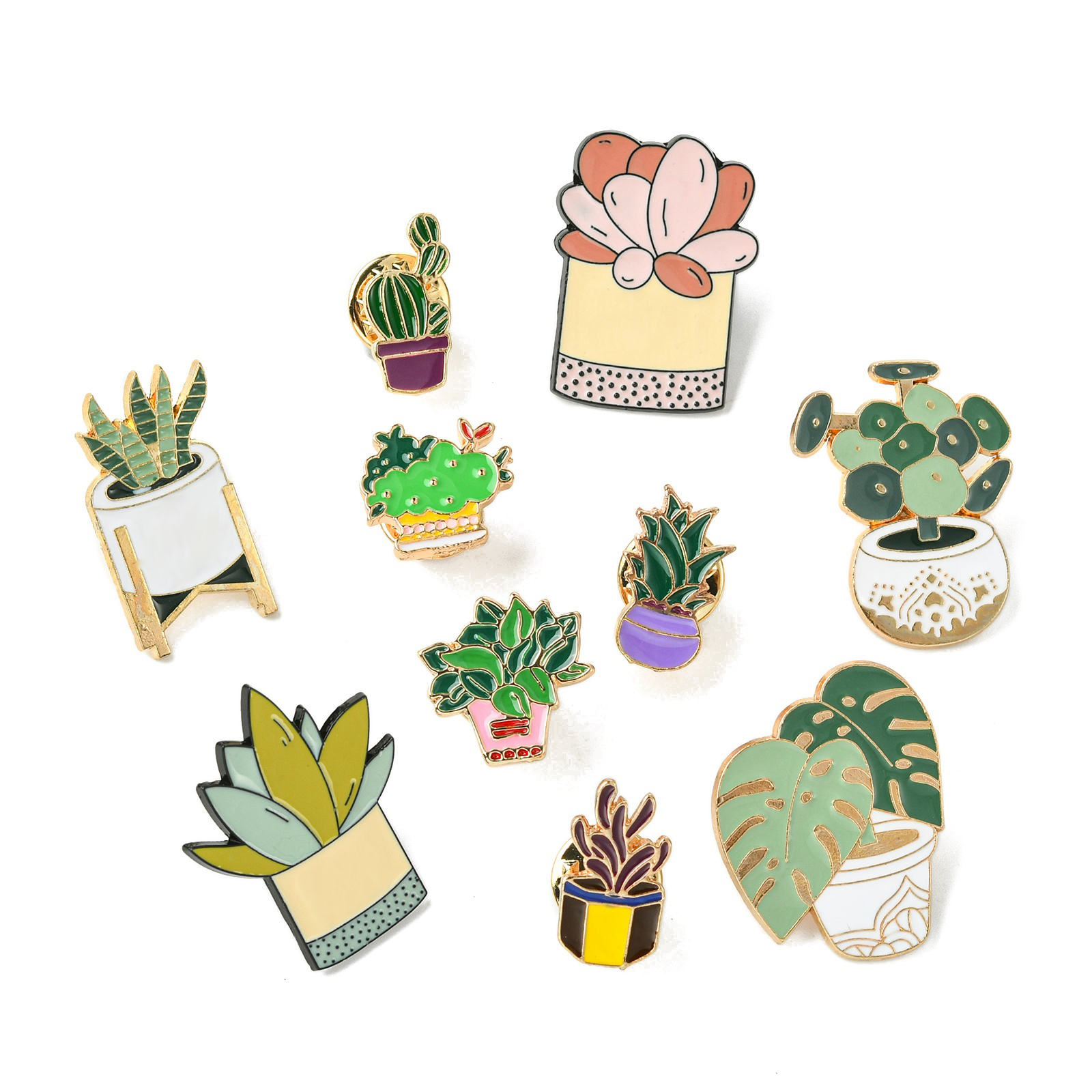 Cactus Mix Pot - Pandahall 10Pcs Mixed Styles Plant Enamel