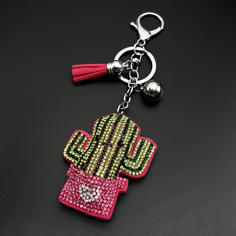 Cactus Mix Pot - Pink Red Cactus Potted Plant Keychain