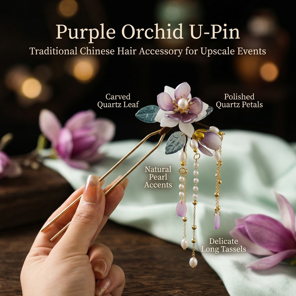 Alloy U Shaped Hair Pin With O - Orchid Phalaenopsis review and price