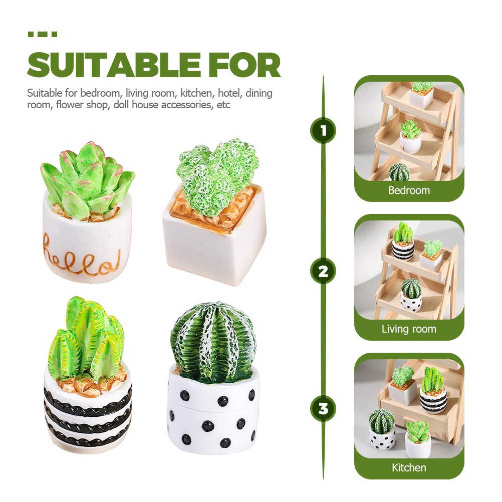 4Pcs Mini Faux Cactus Bonsai P - Cactus Mix Pot review and price