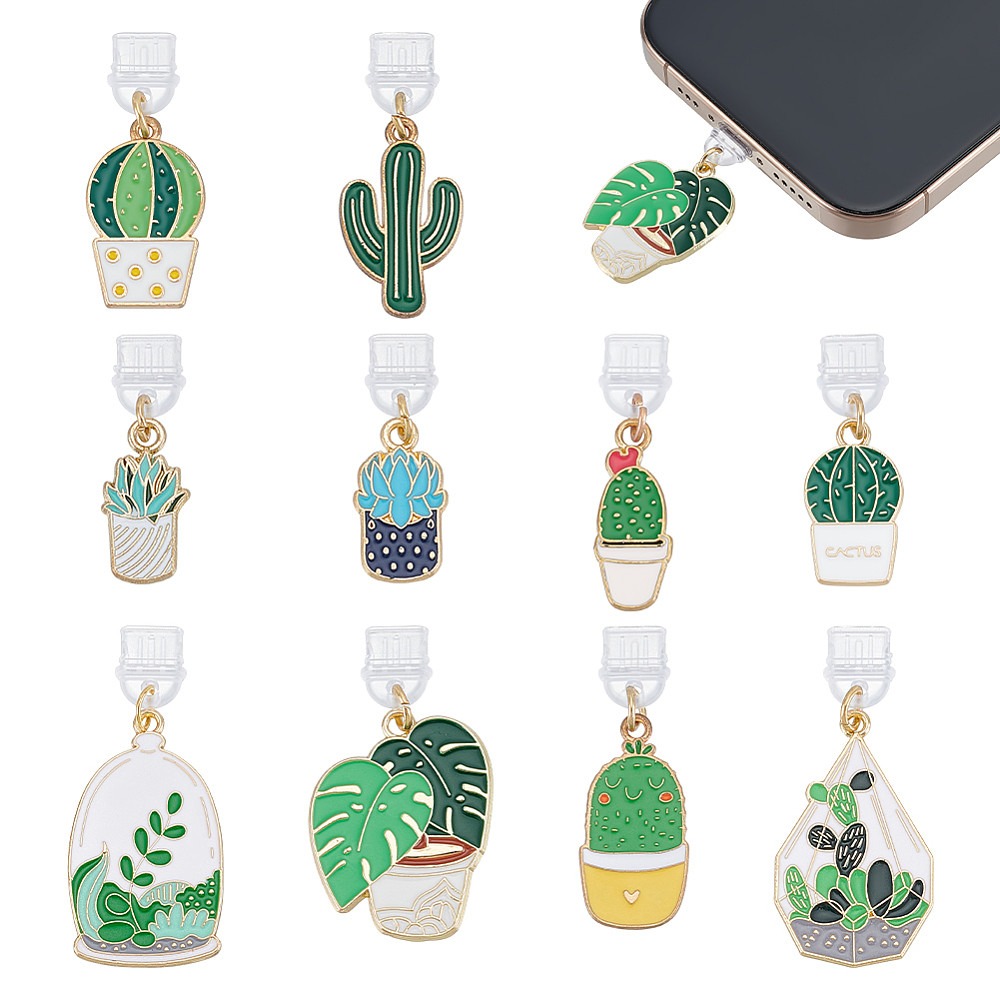 10Pcs 10 Styles PVC Mobile Dus - Cactus Mix Pot review and price